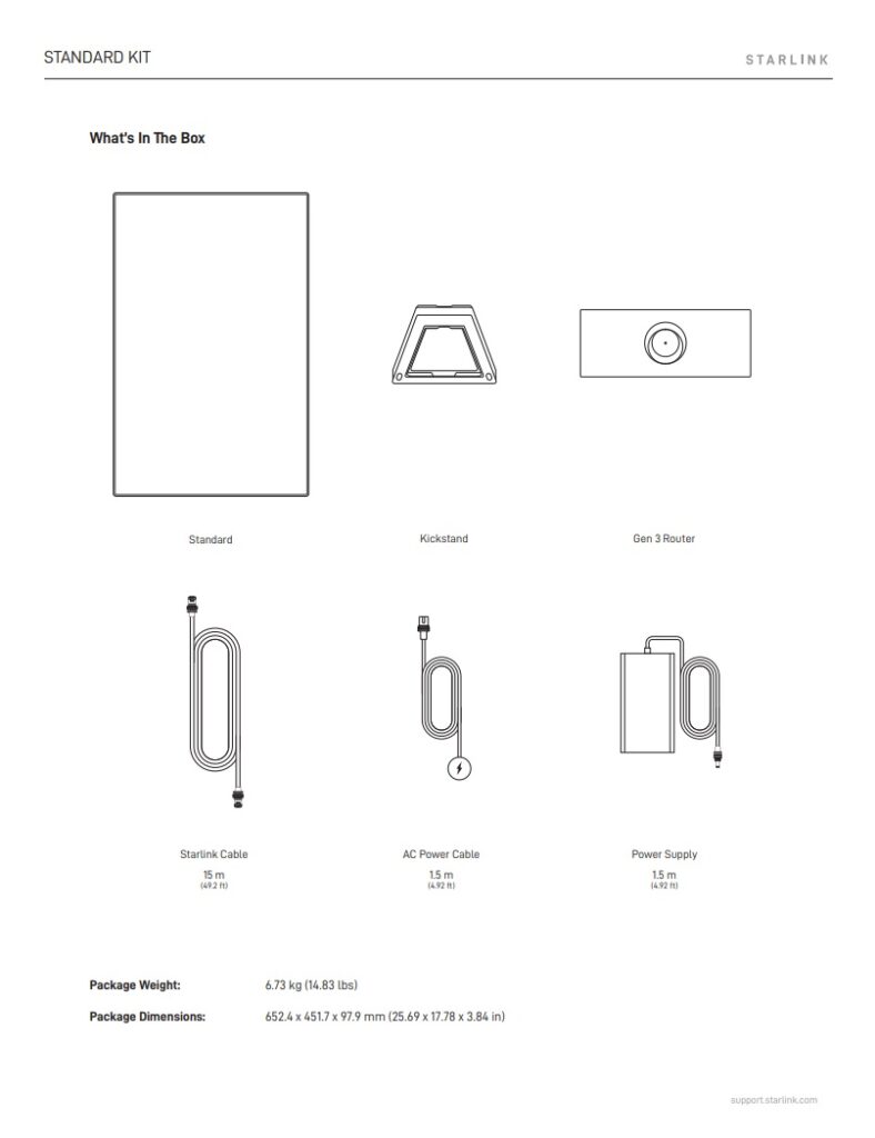 Starlink Installation Kit - Starlink Standard - What's in the box