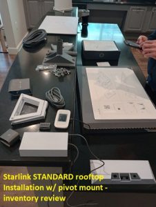 Starlink STANDARD Installation w pivot mount pre-install inventory review