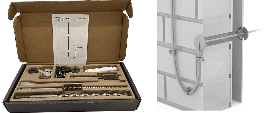 Starlink Masonry Routing Kit, with cable drip loop example