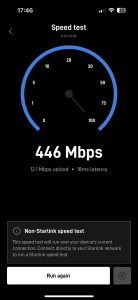 Starlink Speed test in Warrenville IL 12-Hours Post-Install