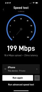 Starlink Internet speed test done in Inman SC