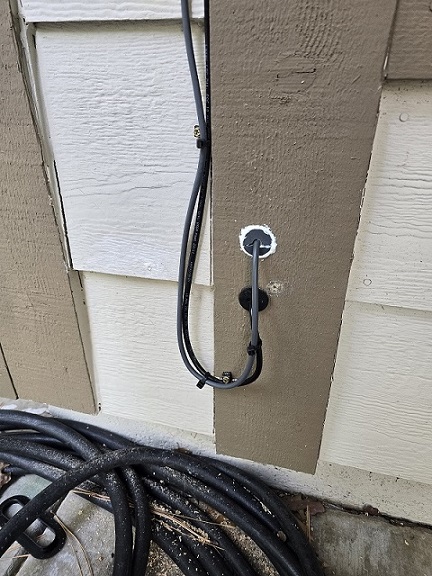 Starlink cable installation entry sealed with drip loop in Shingletown CA