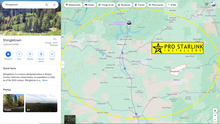 Starlink installation near Shingletown CA