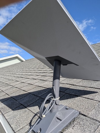 Starlink rooftop installation with pivot mount in Sebastian FL