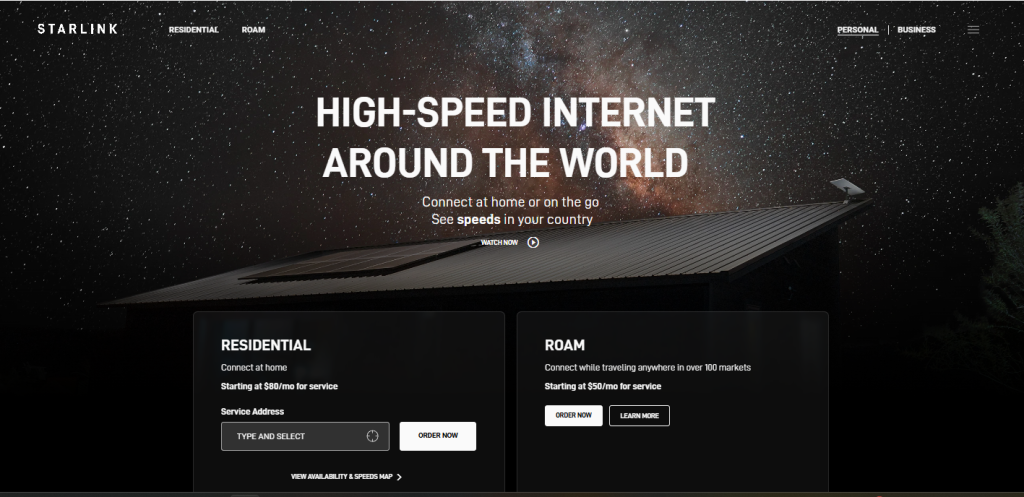 Starlink website