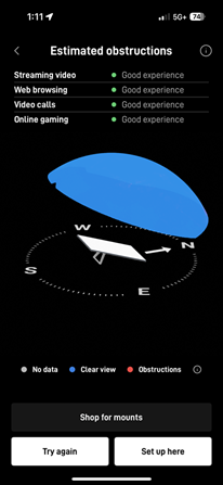 Starlink obstructions test in Eddyville KY