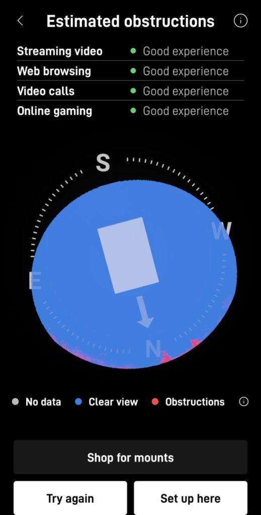 Starlink Installation Onaway MI Obstructions Test