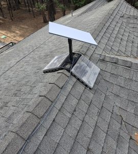 Starlink rooftop installation ridgeline mount with cable