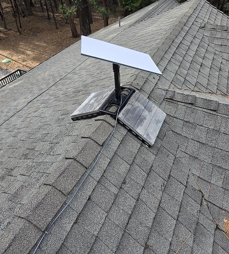 Starlink rooftop installation ridgeline mount with cable