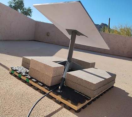 non-penetrating flat rooftop mount with a Starlink X-base stand