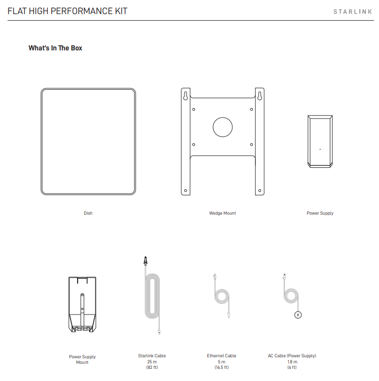 Starlink Flat High Performance What is in the Box