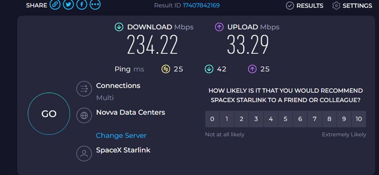 Starlink business installation Buhl Idaho Speed test