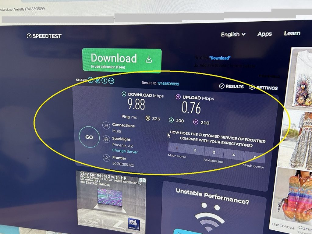 ISP Speed Test Result vs Starlink Speed Test Result